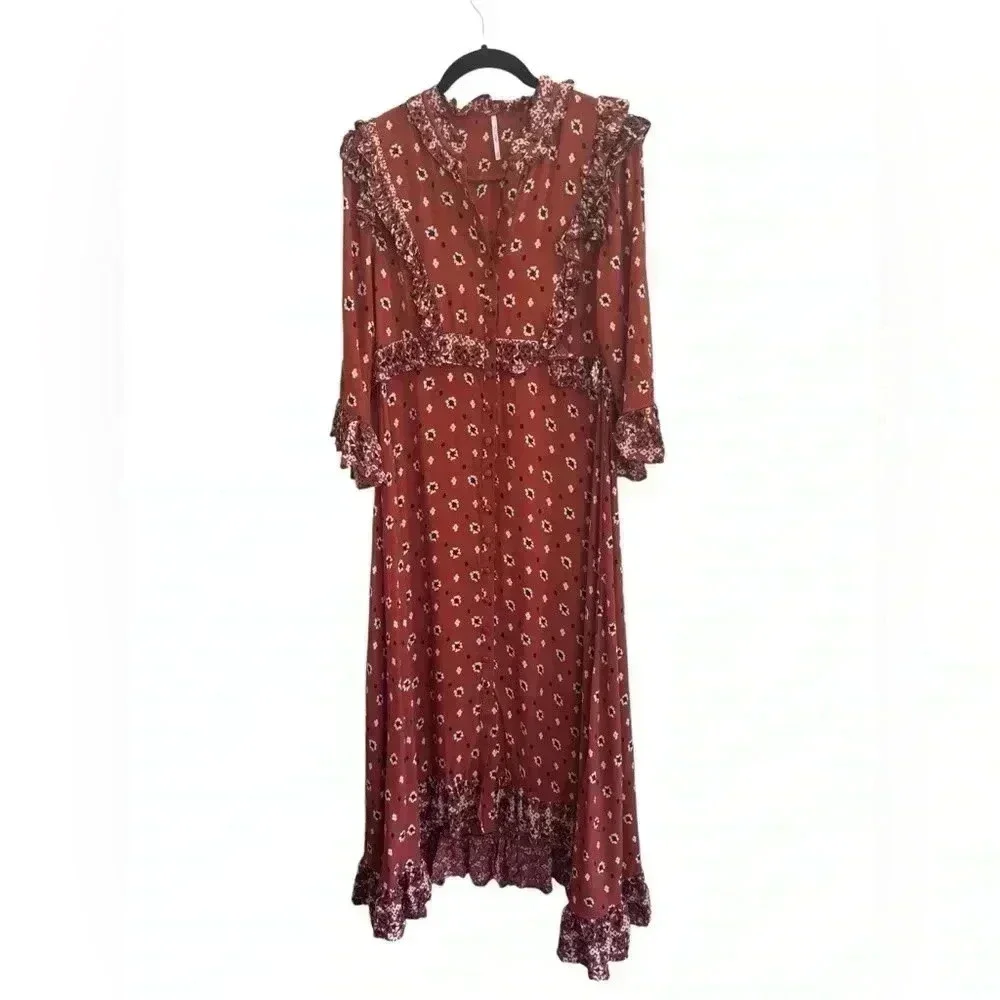 FREE PEOPLE CALICO SKIES MIDI DRESS